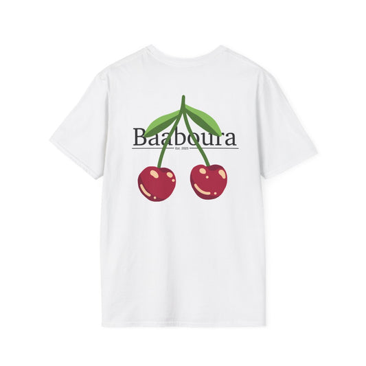 basic white shirt with logo, cherry edition