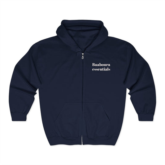 Baaboura essentials zipper hoodie navy blue